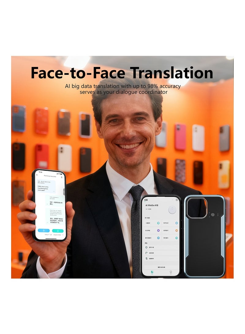Phone case translator Cell phone AI Real-time conversation simultaneous interpretation mobile phone Protective Case Face to Face translation mobile telephone Translation machine compatible with Iphone promax samsung phone for Business travel - Image 4