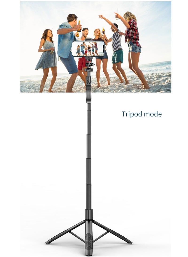 Sunbmebge - Selfie Stick Tripod with Complementary Light,Retractable Phone Tripod Aluminium Camera Mount with Bluetooth Remote Shutter,All-in-One Professional Tripod for iPhone,Compatible with All Phones/Cameras - Image 1