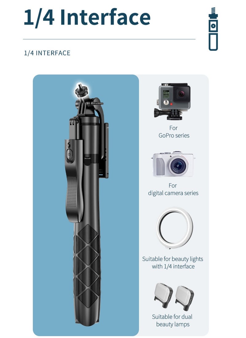 Sunbmebge - Selfie Stick Tripod with Complementary Light,Retractable Phone Tripod Aluminium Camera Mount with Bluetooth Remote Shutter,All-in-One Professional Tripod for iPhone,Compatible with All Phones/Cameras - Image 1