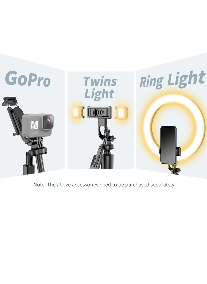Sunbmebge - Selfie Stick Tripod with Complementary Light,Retractable Phone Tripod Aluminium Camera Mount with Bluetooth Remote Shutter,All-in-One Professional Tripod for iPhone,Compatible with All Phones/Cameras - Image 1