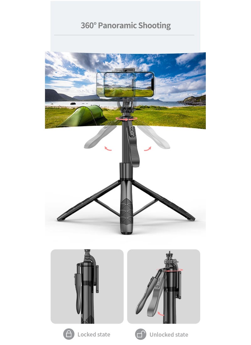 Sunbmebge Selfie Stick Tripod with Complementary Light,Retractable Phone Tripod Aluminium Camera Mount with Bluetooth Remote Shutter,All-in-One Professional Tripod for iPhone,Compatible with All Phones/Cameras  - Image 4