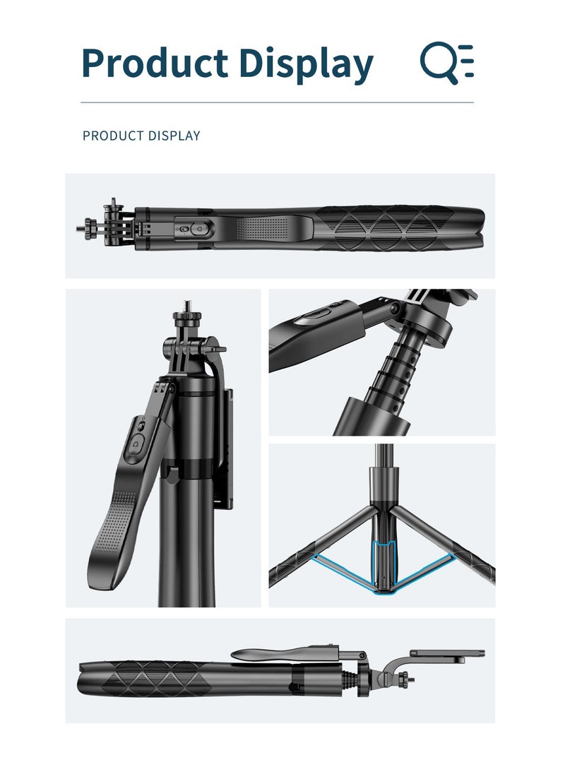 Sunbmebge - Selfie Stick Tripod with Complementary Light,Retractable Phone Tripod Aluminium Camera Mount with Bluetooth Remote Shutter,All-in-One Professional Tripod for iPhone,Compatible with All Phones/Cameras - Image 1