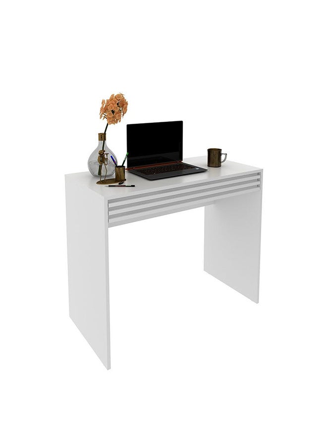 DANUBE HOME Easton Study Desk With 1 Drawer Computer Table Office Desk Workstation Modern Pc Laptop Gaming Table Wooden Study Table For Home Office L 90x45x74.5 Cm White  - Image 2