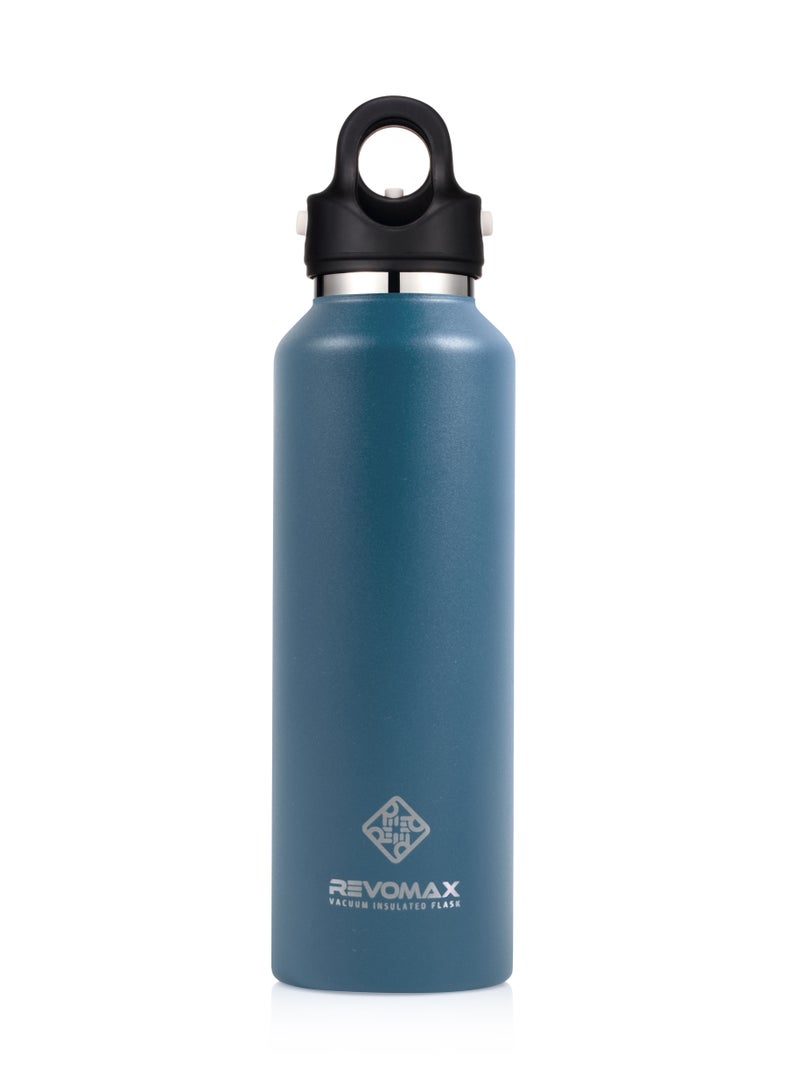 RevoMax Double Walled Vacuum Insulated Water Bottle, Copper Plated, Insulated Thermos Flask, Twist-Free Cap, 18/8 Stainless Steel, BPA-free, Phthalate-free, No Flavour-Staining, 20oz/592ml, Jewelry Blue - Image 1