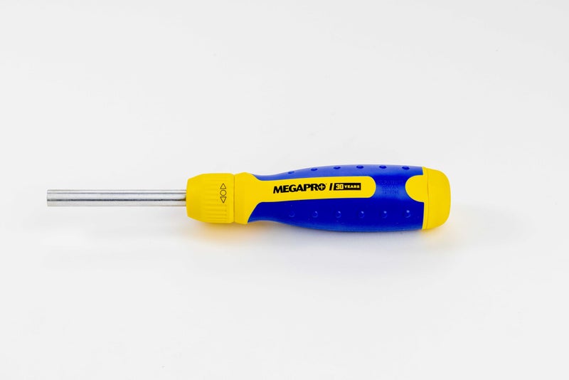 MEGAPRO Three Screwdriver Kit, 15-in-1 Multi-Bit (151NAS-CS), 13-in-1 Ratcheting (211R2C36RD), 24-in-1 Precision (251PRECISION), 30th Anniversary Blue/Yellow - Image 4