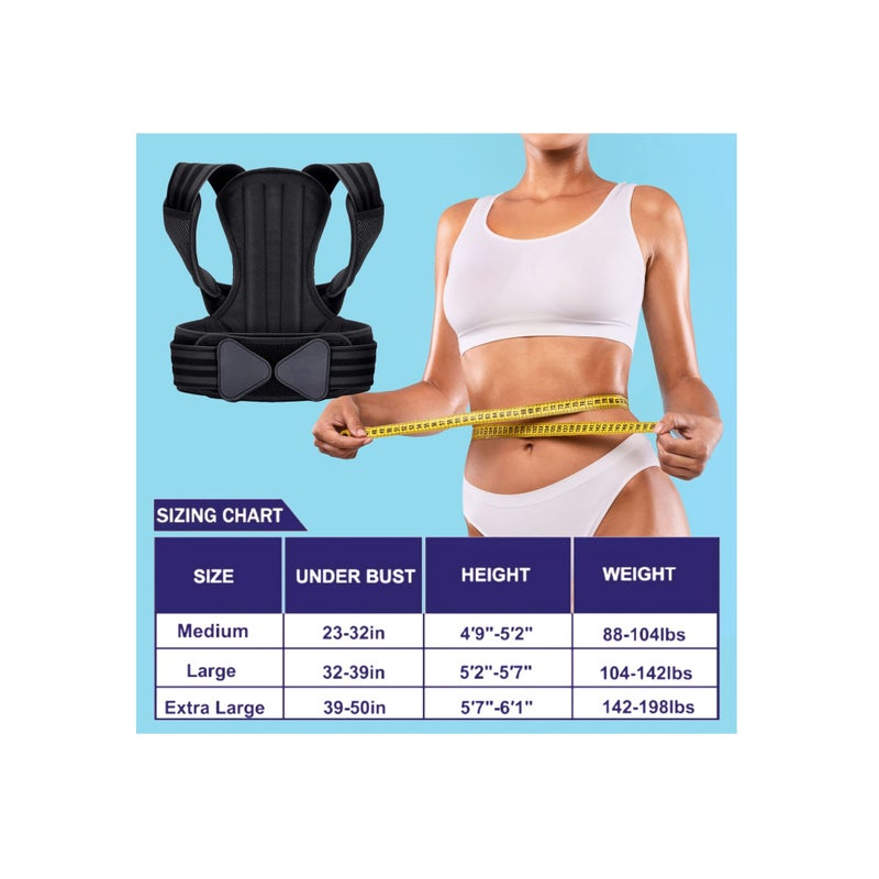 SOLARAE Posture Corrector, for Women and Men Back Straightener Posture Corrector Adjustable Size Back Brace for Posture Providing Pain Relief from Neck Shoulder and Upper Back (Large) - Image 3