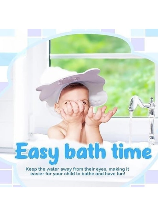 Adjustable Silicone Shampoo Cap, Soft Waterproof Shampoo Cap with Earmuffs, Protective Shower Cap for Hair Washing, Keeps Water Out of Eyes During Bath Time - Image 3