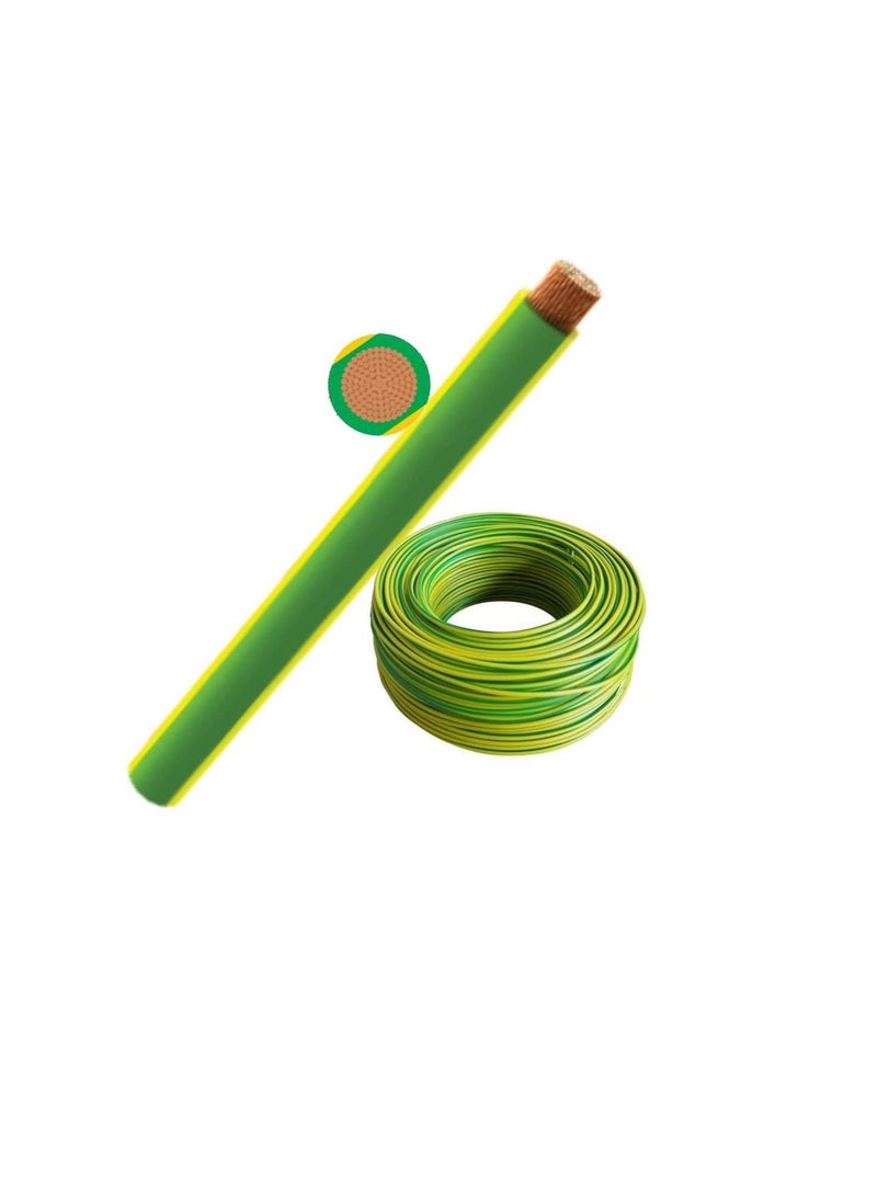 RR Multi Strand Pure Copper Single Core Flexible Cables Trirated Electrolytic Conductor up to 105C Fire Resist Electric Panel Wire BS6231 ISO9001 CE Compliant 100Y 90m Roll 1.5mm Yellow Green - Image 1