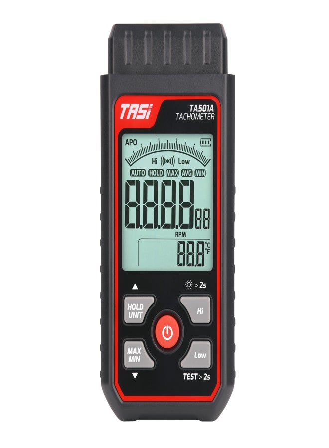 TASI TA501A Digital Tachometer LCD RPM Display Non-Contact Digital Handheld Tachometer Speedometer Wide Measuring Range 2.5~99999RPM Speed Meter for Machinery Industry Car Motors Speed Test - Image 1