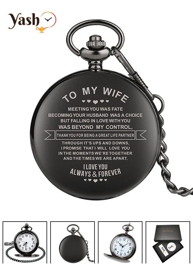 YASH - Yash Retro Style I Love You Wife Quartz Pocket Watch - Image 1