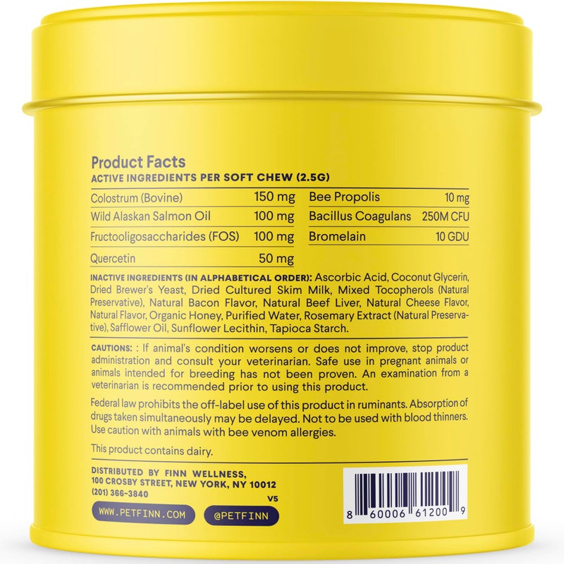 Finn Allergy & Itch for Dogs | Daily Support for Itchy Skin, Immune Health & Seasonal Allergies from Colostrum, Bee Propolis + Probiotics | 90 Soft Chews - Image 5