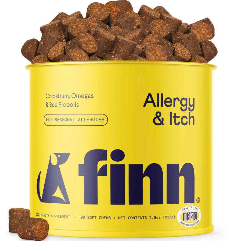 Finn Allergy & Itch for Dogs | Daily Support for Itchy Skin, Immune Health & Seasonal Allergies from Colostrum, Bee Propolis + Probiotics | 90 Soft Chews - Image 1