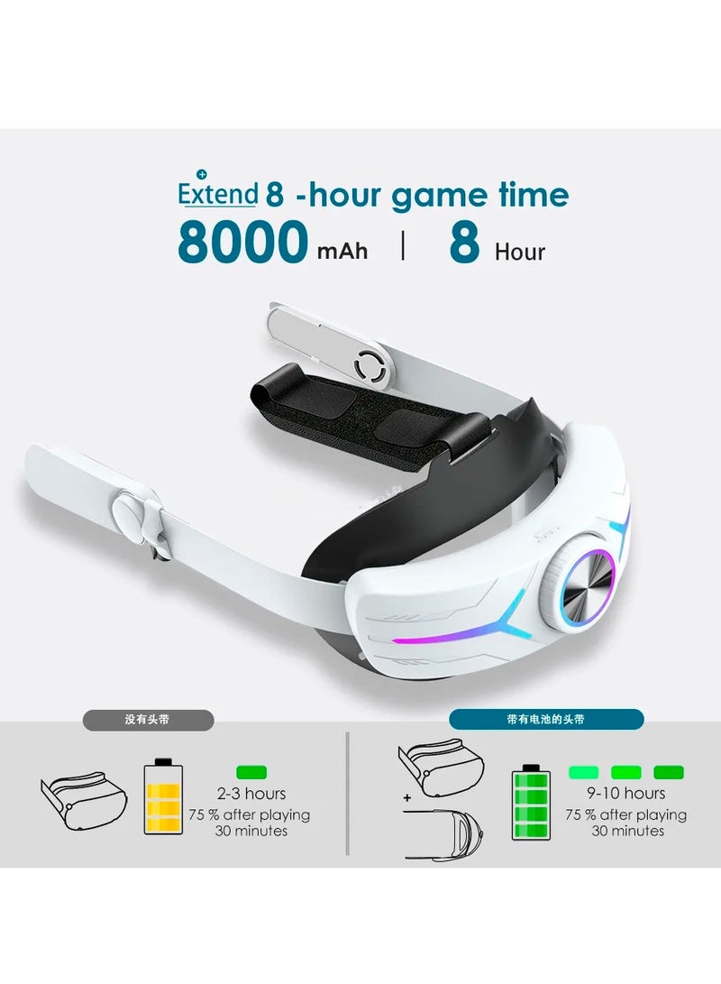 2in1 Charging Head Strap for Oculus Quest 2 Adjustable Alternative 8000mAh Head Strap For Oculus Quest 2 VR Accessories (Black) - Image 3