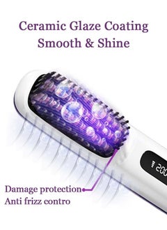 OAGA Wireless Hair Straightener Brush, Portable Mini Ceramic Ionic Straightening Comb and curler 2 in 1, Thermal Brush 20s Fast Heating & 3 Temp Settings & Anti-Scald(White)  - Image 4