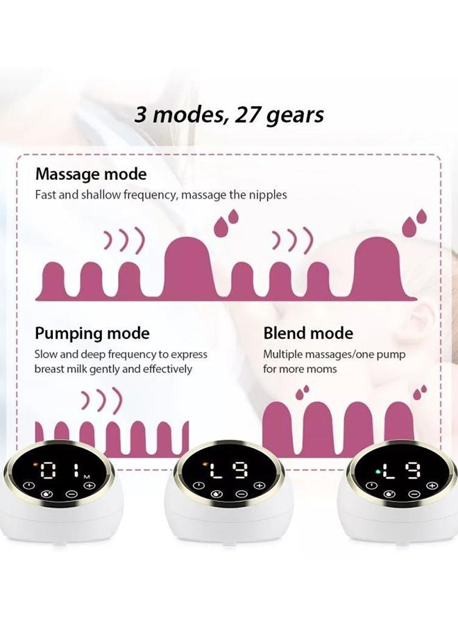 ما بيبي مضخة ثدي كهربائية 3 في 1 مع 27 إعدادًا قابلًا للتعديل، شاشة لمس LCD، قابلة لإعادة الشحن، فائقة الهدوء (<60 ديسيبل)، شفط 300 مم زئبق، مضخة ثدي محمولة للأمهات المرضعات - Image 2
