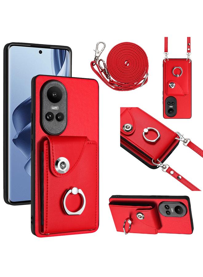 S-TOP Case For OPPO Reno10/Reno10 Pro 5G Global Organ Card Bag Ring Holder Phone Case with Long Lanyard - Image 1