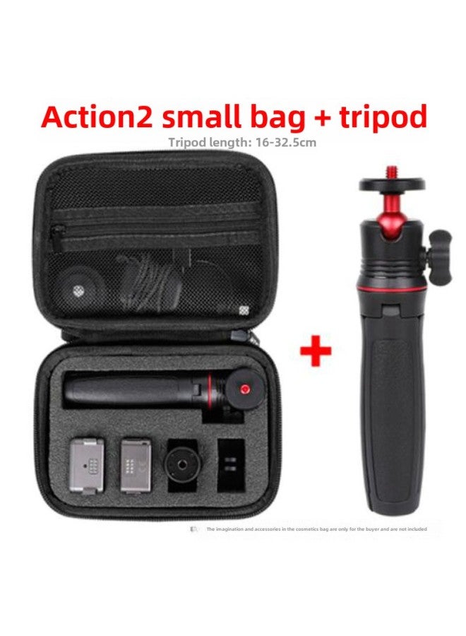 Applicable To Dji Action2 Storage Bag Dajiang Lingyan 2 Generation Sports Camera Dual Screen Endurance Suit Body Bag-Color:Action2 Small Number Bag + Tripod - Image 1
