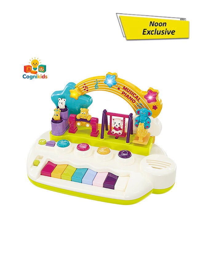 COGNIKIDS لعبة بيانو موسيقية للأطفال - بيانو مضيء مع أغاني، حيوانات راقصة و 5 آلات موسيقية | لعبة تعليمية للصوت والموسيقى للأطفال من 10 أشهر فما فوق | لعبة للتطور المبكر | تعمل ببطاريات 3xAA - Image 1