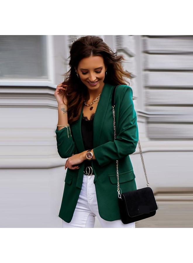 Women's Autumn And Winter New Long Sleeve Lapel Solid Color Casual Top Small Suit Jacket Women's Fashion