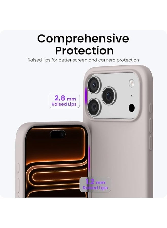 Compatible with iPhone 17 Pro Case 6.3", Slim Liquid Silicone 4 Layers Full Covered Soft Gel Rubber Shockproof Cover, Protective Phone Case for iPhone 17 Pro-Stone Gray - Image 3