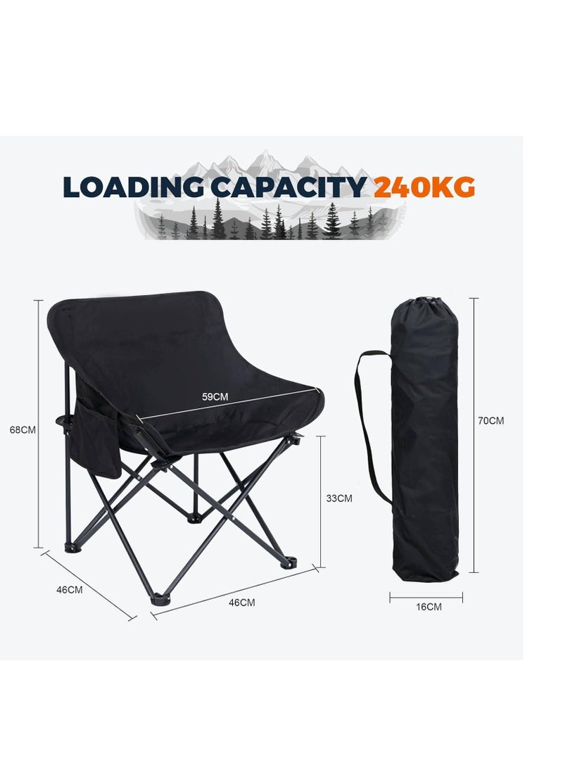 ARNOTEC Camping Chair, Portable Folding Outdoor Lawn Chair with Side Pockets, Lightweight Beach Arm Chair, for Camping, Hiking, Fishing, Backyard, Lawn, Garden  - Image 2