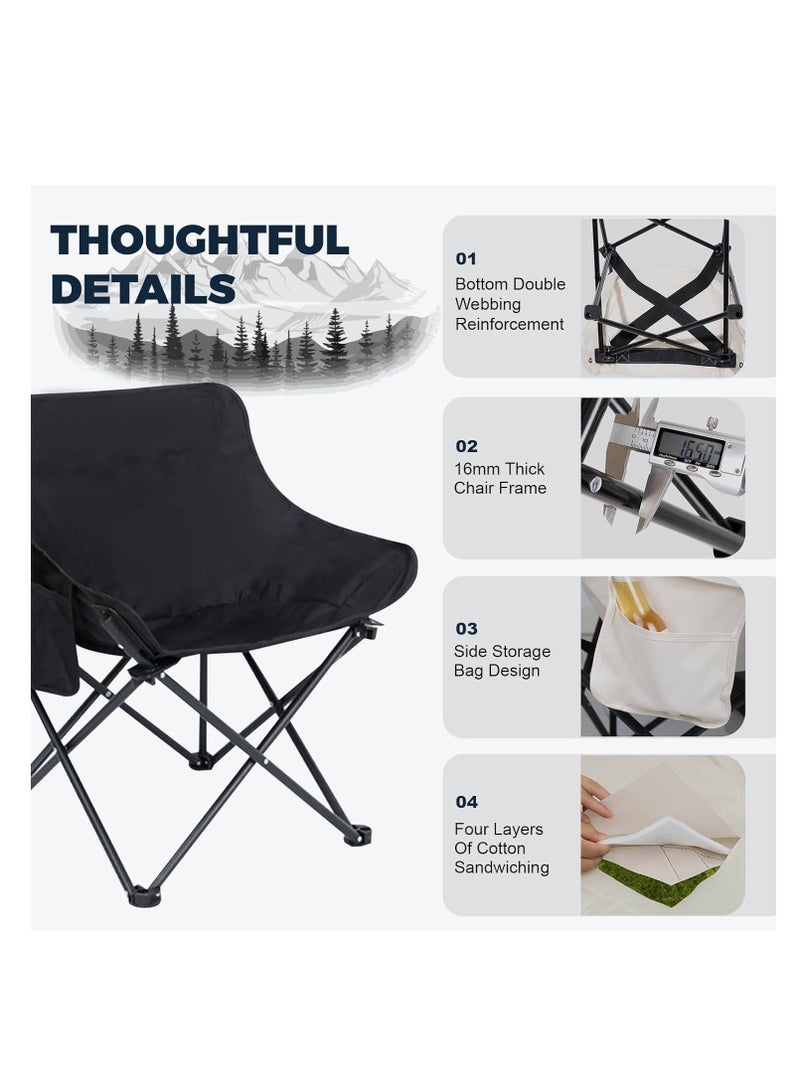 ARNOTEC Camping Chair, Portable Folding Outdoor Lawn Chair with Side Pockets, Lightweight Beach Arm Chair, for Camping, Hiking, Fishing, Backyard, Lawn, Garden  - Image 3
