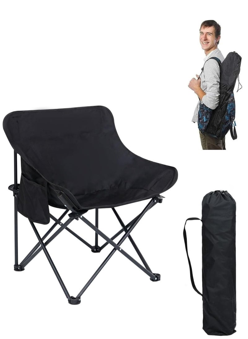 ARNOTEC Camping Chair, Portable Folding Outdoor Lawn Chair with Side Pockets, Lightweight Beach Arm Chair, for Camping, Hiking, Fishing, Backyard, Lawn, Garden  - Image 1