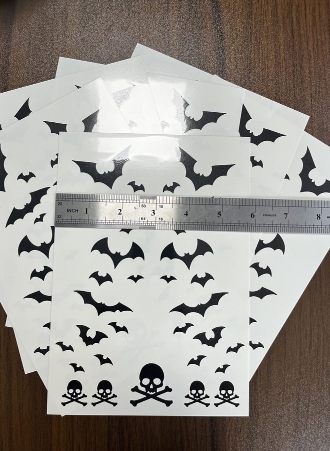 Leoars Bat Halloween Face Tattoos, 6-Sheet Fake Skull Bat Temporary Face Tattoos Sticker Bat Face Tattoo Decal for Adult Kids Parties Halloween Costume - Image 3
