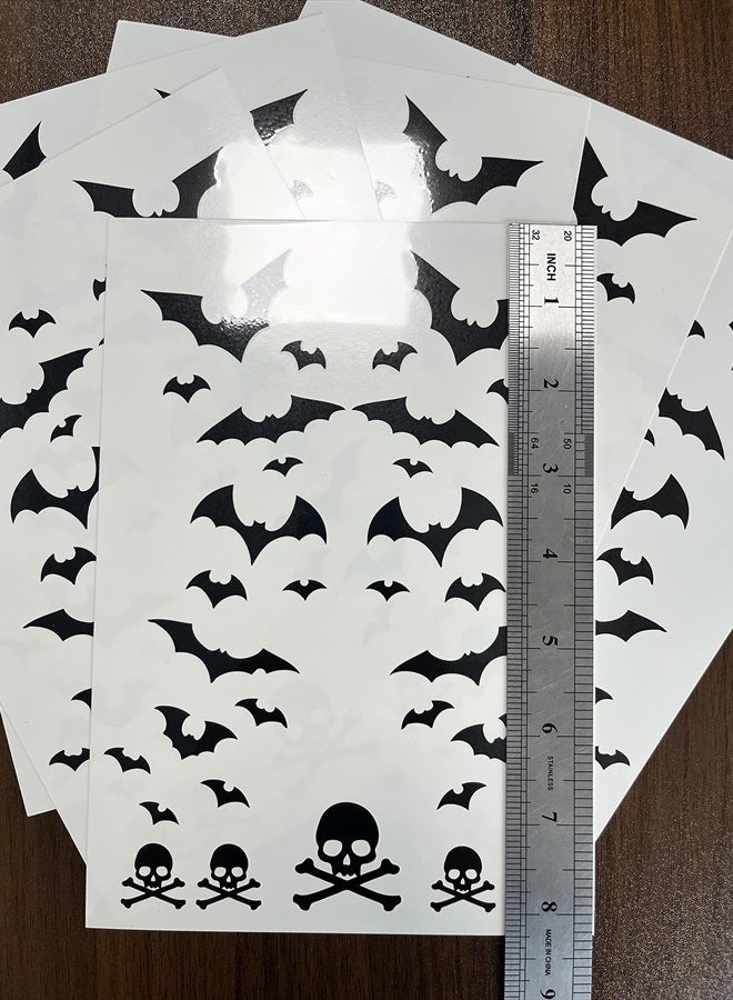 Leoars Bat Halloween Face Tattoos, 6-Sheet Fake Skull Bat Temporary Face Tattoos Sticker Bat Face Tattoo Decal for Adult Kids Parties Halloween Costume - Image 2