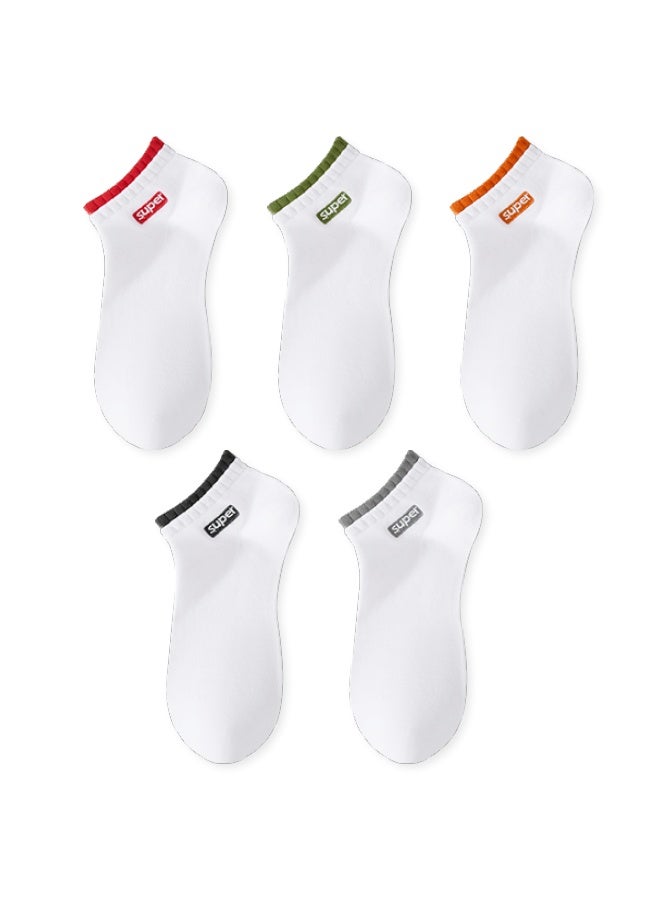 Yiershuang [10a Antibacterial Pure Cotton] Men's Socks, Spring And Summer Thin Short Socks, Antibacterial And Odor-resistant Sports Socks, 5 Pairs Pack