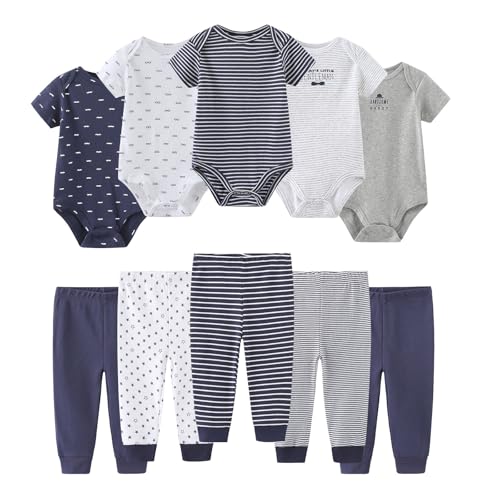 Ruliby Baby Boy Bodysuit and Pant Set Cotton Soft Newborn Clothes Outfits 9-12 month - Image 1