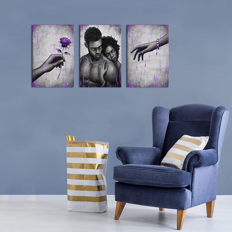 Kalormore African American Love Couple Canvas Wall Art - Image 2