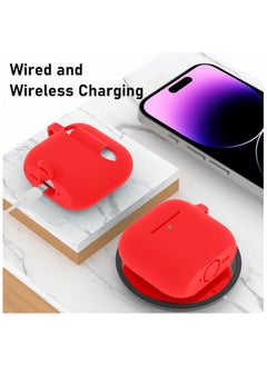 Generic AirPods 4 Case, Silicone Case Cover Compatible with Apple AirPods 4th Generation, Red  - Image 2