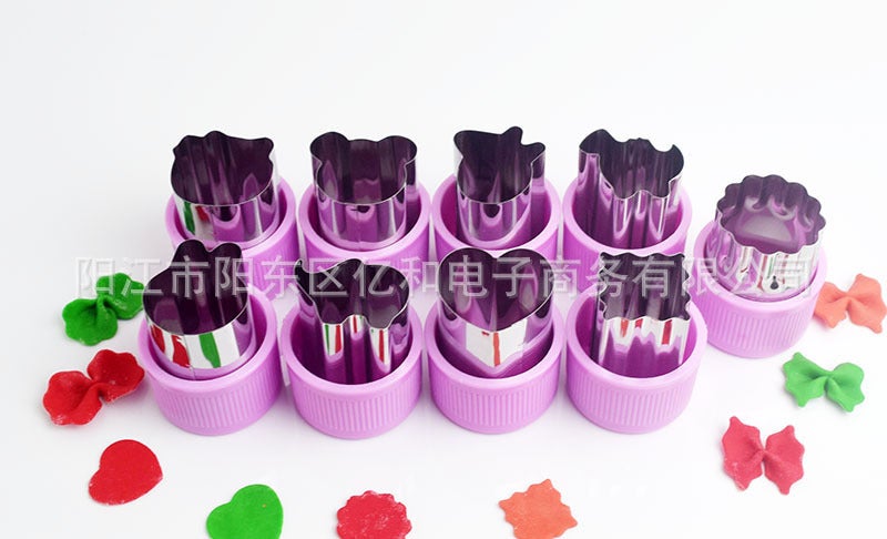 Stainless steel biscuit vegetable and fruit cutting cartoon dough butterfly noodle steamed bread 20 sets Full hand guard 20-piece set 9 large 11 small(purple) - Image 4