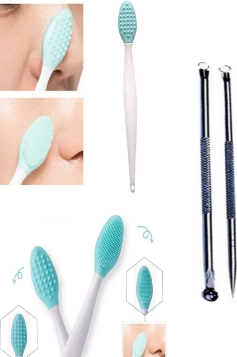 Tineke Nose Blackhead Skin and Facial Cleanser Cleansing Brush Peeling and 2-pack Comedone