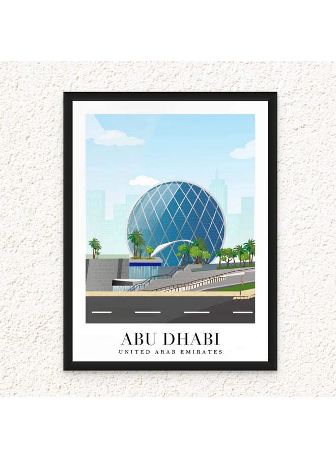 Art Decor Framed Fine Art Portrait Print of Abu Dhabi Travel Wall Art UAE Cityscape Iconic Architecture Arabian Poster for Home Living Room Bedroom Office Hotels