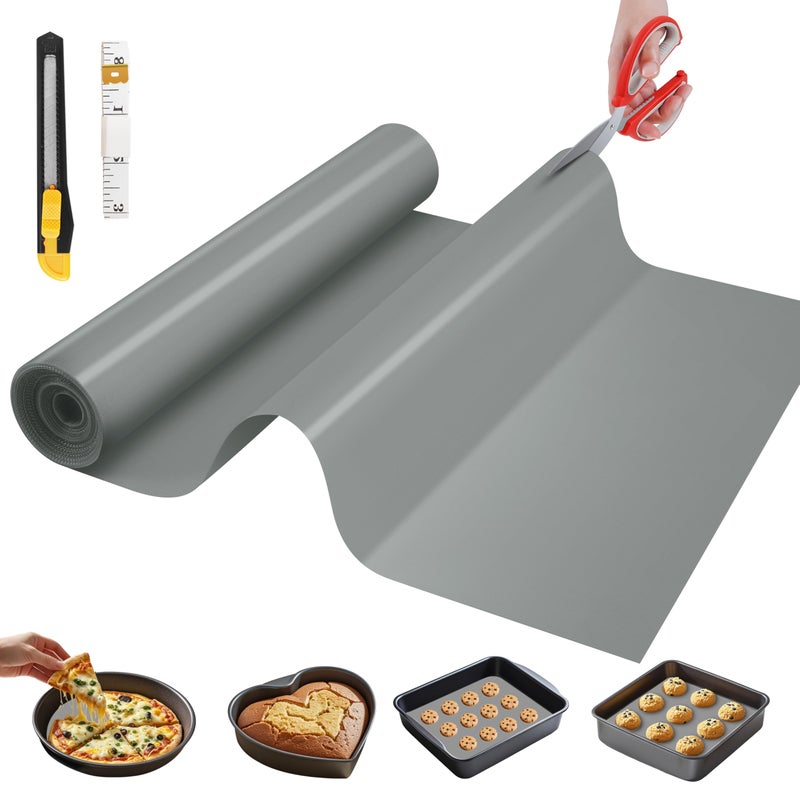 GTJ Silicone Baking Mat, 12 IN x 6 FT Free Cutting Baking Sheet, Non-Stick Reusable Dough & Pastry Mat, Non-Slip Silicone Mat Roll for Air Fryer Liner, Freeze Dryer, Oven Baking Pan, Kitchen Counter - Image 1