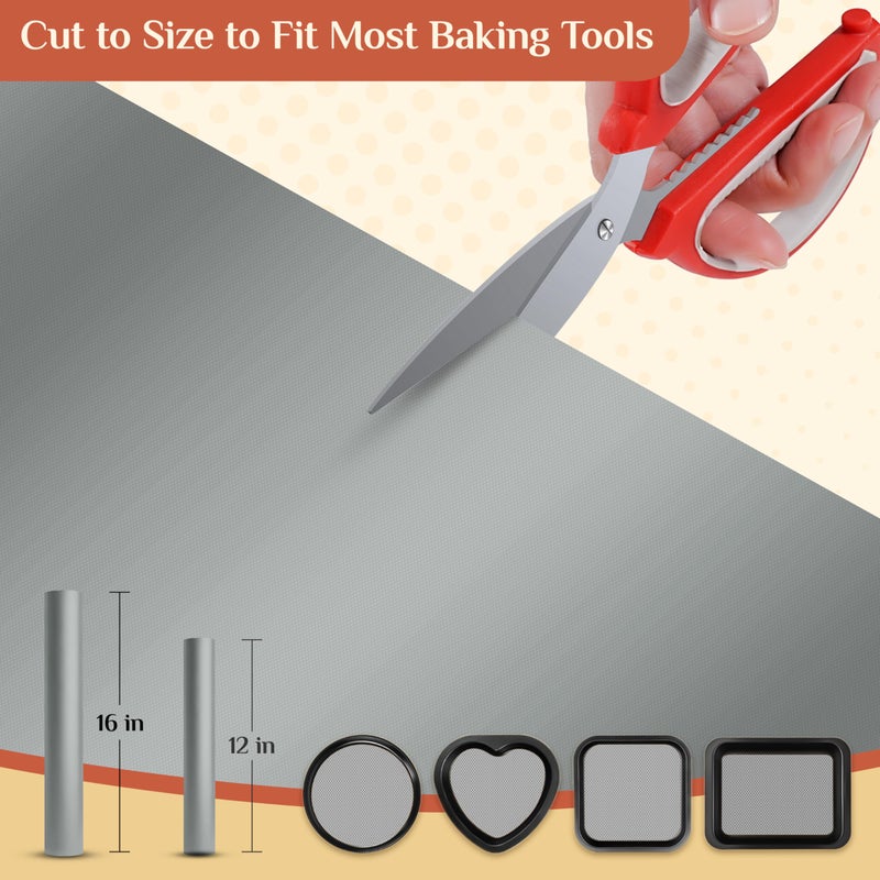 GTJ Silicone Baking Mat, 12 IN x 6 FT Free Cutting Baking Sheet, Non-Stick Reusable Dough & Pastry Mat, Non-Slip Silicone Mat Roll for Air Fryer Liner, Freeze Dryer, Oven Baking Pan, Kitchen Counter - Image 2