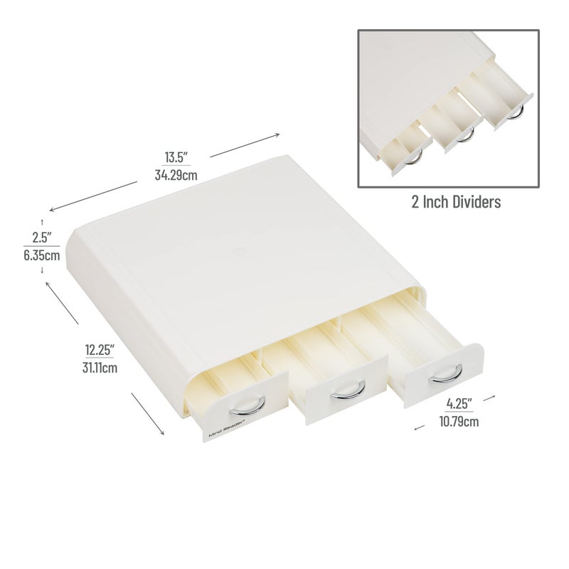 Mind Reader Single Serve Coffee Pod Organizer with 3 Drawers, 36 Pod Capacity, Countertop , 12.25"L x 13.5"W x 2.5"H, White - Image 3