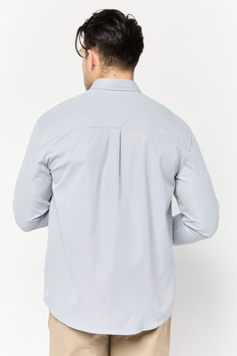 SELECTED Men Regular Fit Long Sleeve Solid Casual Shirt, Grey - Image 4