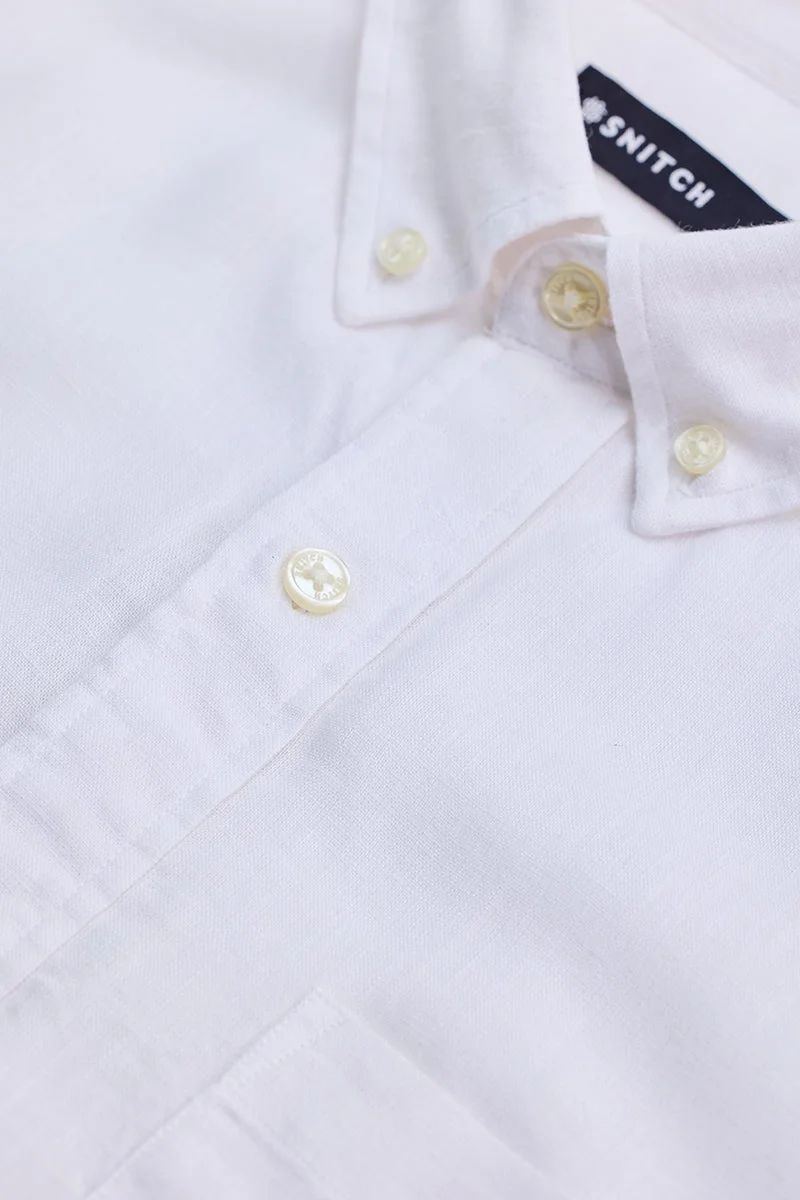 سنيتش White Textured Long Sleeve Slim Fit Shirt
