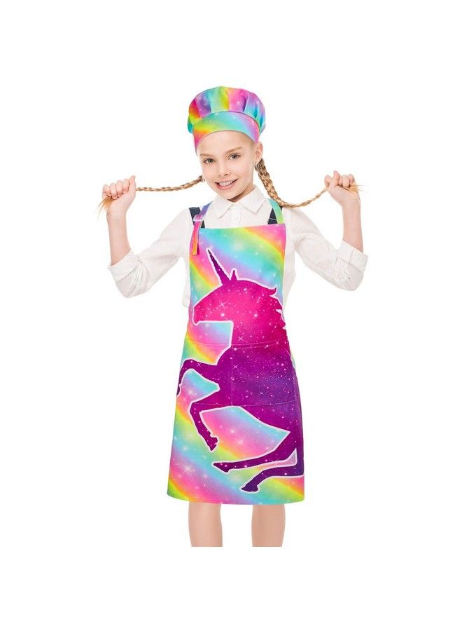 MHJY Kids Apron Chef Hat Setcooking Kitchen Apron For Girls Boys Adjustable Child Apron With Pockets - Image 1