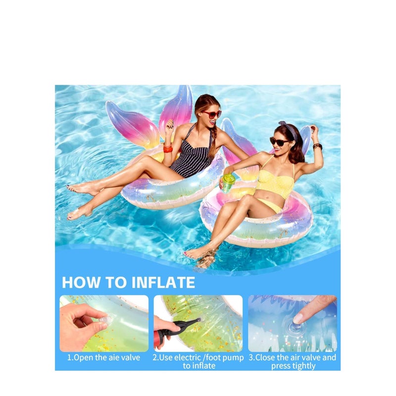 SOLARAE Swimming Ring Adults Teenagers- Mermaid Swimming Float Rubber Ring, Inflatable Ring Pool Floats, Floating Ring Summer Pool Beach Supplies Pool Tubes Party Water Sports Toy - Image 3