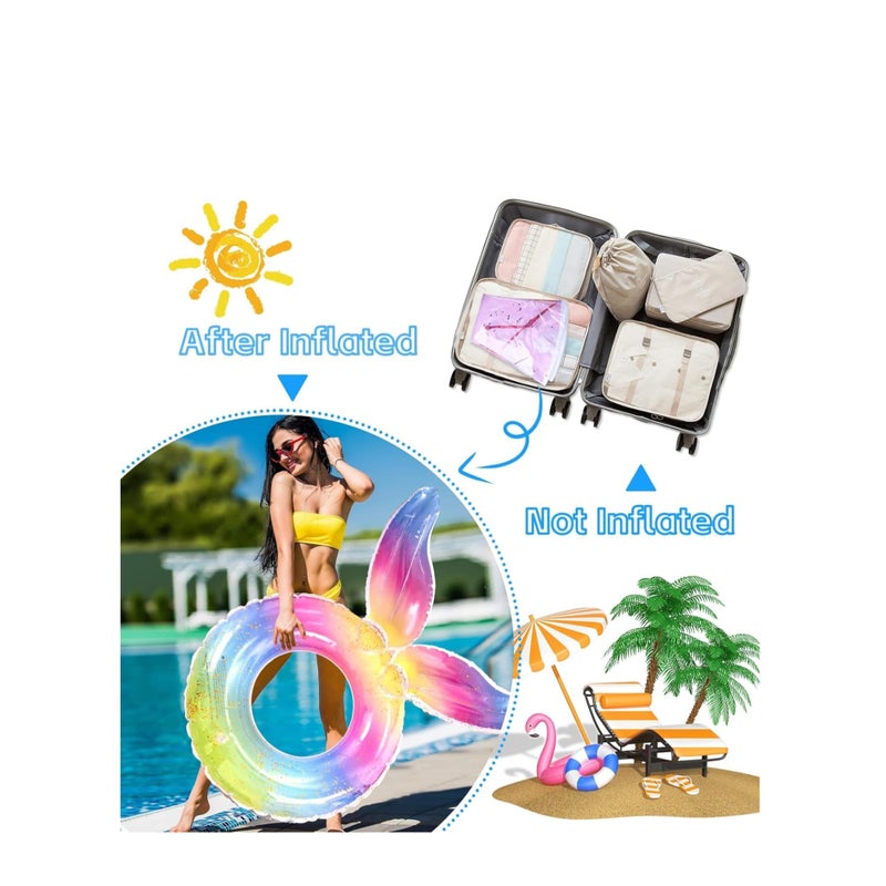 SOLARAE Swimming Ring Adults Teenagers- Mermaid Swimming Float Rubber Ring, Inflatable Ring Pool Floats, Floating Ring Summer Pool Beach Supplies Pool Tubes Party Water Sports Toy - Image 4