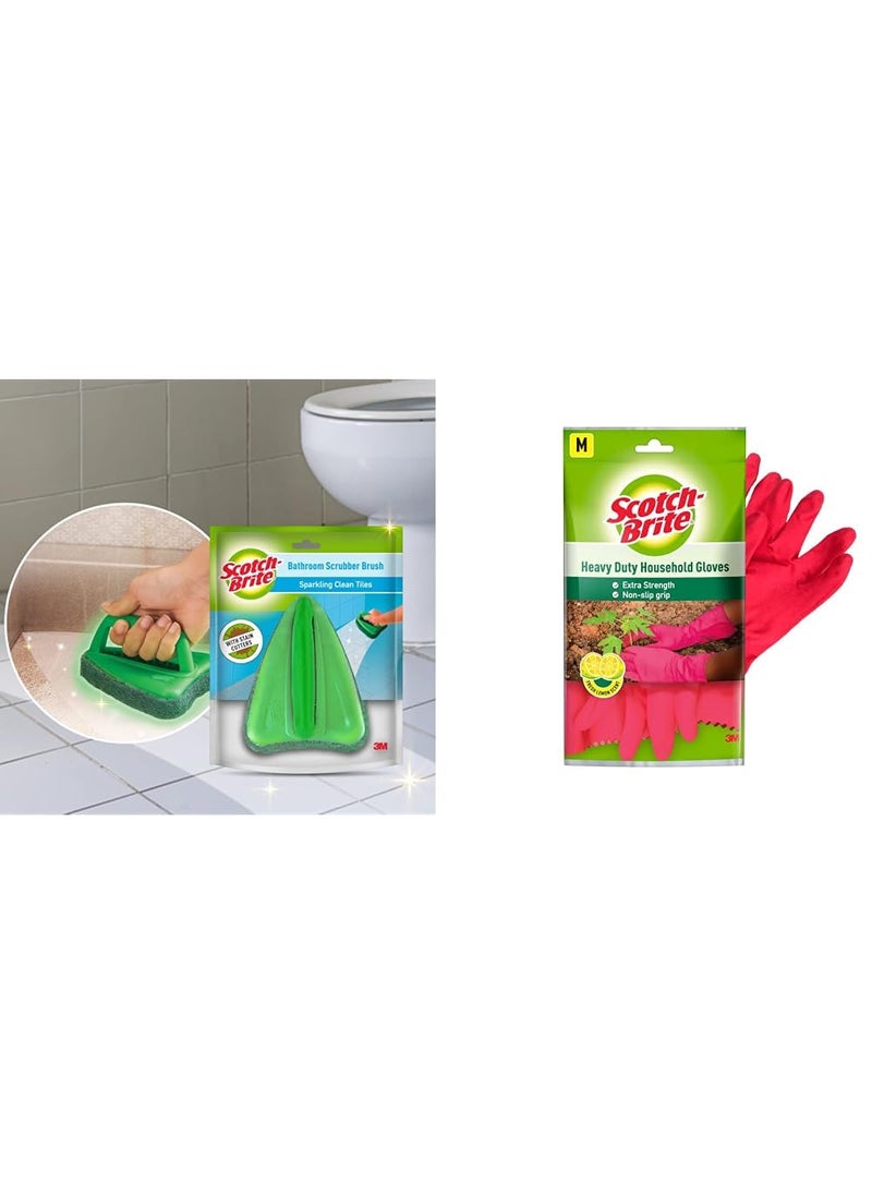 Scotch Brite ScotchBrite Bathroom Brush with abrasive scrubber for superior tile cleaning GreenPack of 1  - Image 1