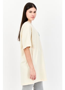 adidas Originals Women Sportswear Fit Short Sleeves Outdoor T-Shirt Dress, Beige  - Image 2