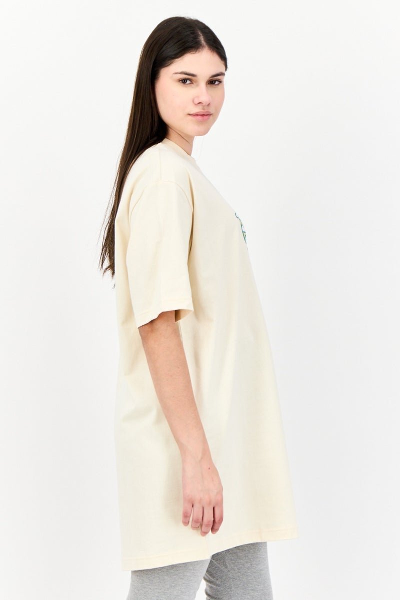 adidas Originals Women Sportswear Fit Short Sleeves Outdoor T-Shirt Dress, Beige - Image 2