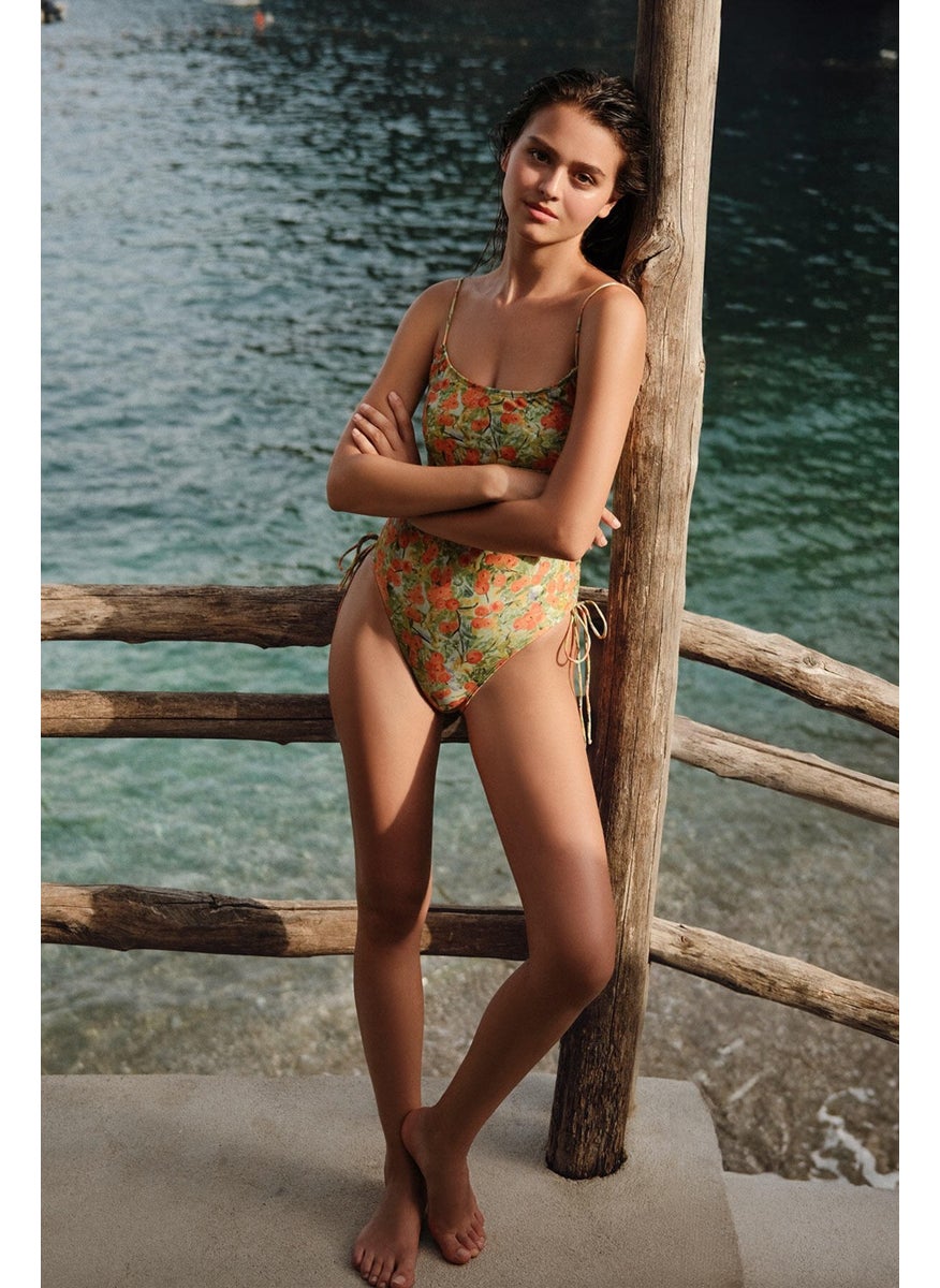 Manuka - Tie Detail Swimsuit Peach - Image 1