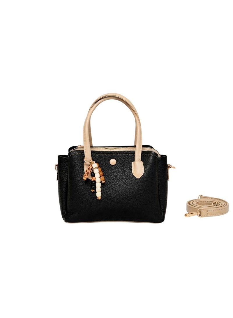 Kanaz Kharza Women’s Handbag with Elegant Beaded Charm – Stylish Leather Tote Bag with Top Handle & Detachable Shoulder Strap - Image 1