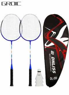 GROIC 2 Pieces Badminton Set Lightweight Alloy Badminton Racket Including 3 Badminton and 1 Racket Bags Outdoor Sports Accessories  - Image 1